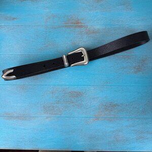 Vintage Brave 1992 Black Leather Belt with Metal Buckle Size 32